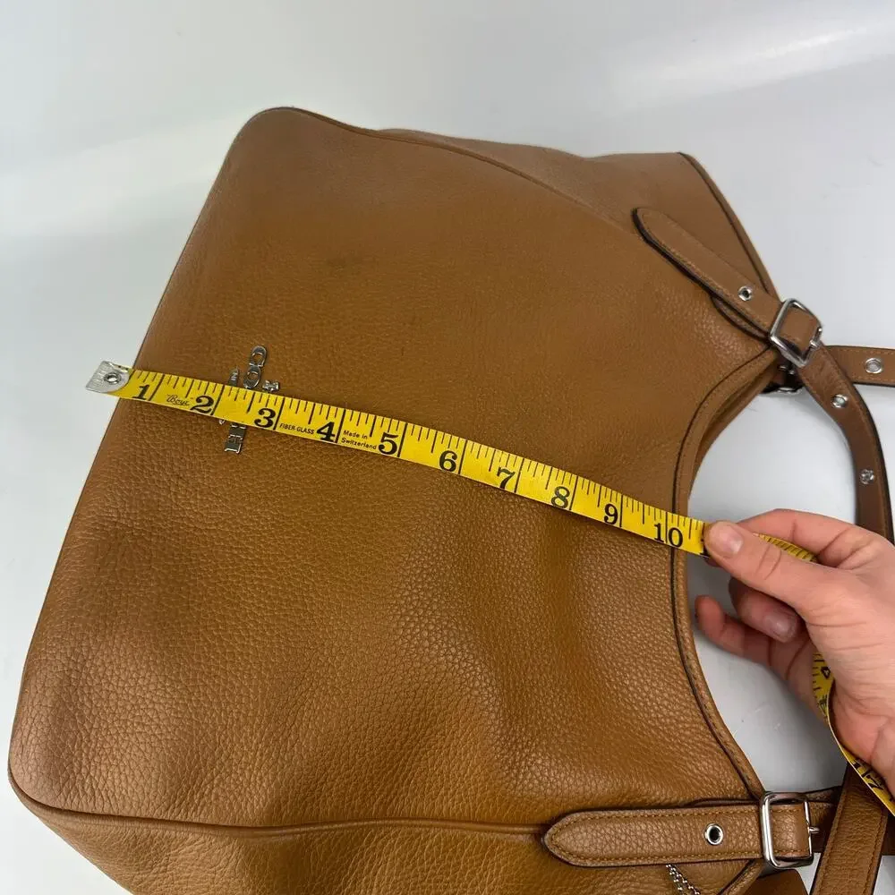 COACH CM074 Meadow Bag Tote Shoulder Bag Pebbled Brown Leather Purse Dual Straps - Picture 11 of 16